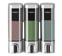 Distributeur de savon de douche 3 en 1, 3 x 300 ml, distributeur de shampooing et d'après-shampoing pour douche à fixation murale, distributeur de savon pour salle de bain, cuisine, hôtel (argent)