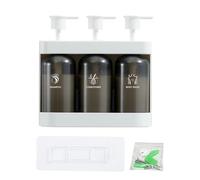 Distributeur de Savon de Douche à 3 Chambres Mural, sans perçage, Support Autocollant, shampoing, après-shampooing, nettoyant pour Le Corps, Lot de 3 Bouteilles en ABS, Pompe pour (Blanche)