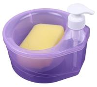 Distributeur De Savon De Lavage Bol Distributeur De Savon 2 en 1 avec Comptoir De Vaisselle Éponge Distributeurs De Savon De Lavage De Vaisselle Gain for Les Mains(Purple)