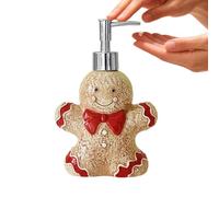 Distributeur De Savon De Noël en Pa-in D'épices - Distributeur De Savon Maison en Pa-in D'épices De Grande Capacité 350 ML | Bouteille De Lotion De Noël en Céramique Rechargeable avec Pompe (A)