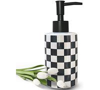 Distributeur de Savon de Salle de Bain avec Pompe Noire Mate en céramique Blanche pour évier de Cuisine - Flacon Pompe Vide (Noir)