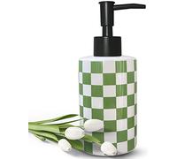 Distributeur de Savon de Salle de Bain avec Pompe Noire Mate et Distributeur de Savon en céramique Blanche pour évier de Cuisine - Flacon Pompe Vide (Vert)