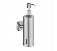 Distributeur de savon de salle de bain et de cuisine avec support mural, matériau en acier inoxydable résistant à la rouille, design à pompe pour distribution contrôlée de savon (argent brillant)