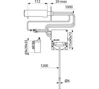 Distributeur de savon Delabie T4 chromé. Mur, tuyau L.1,2m fonctionnement sur piles