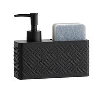 Distributeur de Savon, Distributeur de Savon avec Bol éponge, 16.5x5.5x14.5cm, Mur de Cuisine/étagère, évier, pour Le Stockage et Le Stockage (Noir)