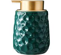 Distributeur de savon, Distributeur de savon moussant en céramique avec pompe dorée, distributeur mousse for les mains original, for la salle bain et, 330 ml, 1 pièce(Green)