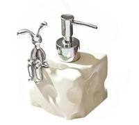 Distributeur De Savon, Distributeur De Shampoing Grande Capacité, Rechargeable, Type Presse, Bouteille Vide, Récipients en Céramique avec Pompe pour Salle De Bain, Douche, Cuisine (S#Beige)