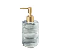 Distributeur de savon en céramique à rayures horizontales fait à la main pour shampooing, vaisselle, lotion, liquide pour la maison, salon de beauté, 350 ml (gris)