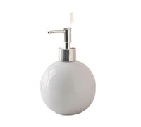 Distributeur de savon en céramique avec pompe argentée, flacon distributeur de lotion ronde, récipient à savon liquide, pot à pompe pour lotion de bain (blanc)