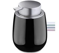 Distributeur de Savon en céramique KADAX, Distributeur avec Pompe en Plastique, Distributeur de Lotion pour Salle de Bain, Cuisine, 12,5 x 9,5 cm, Distributeur de Savon Liquide,Brillant, Rond (Noir)