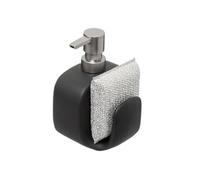 JJA Distributeur de savon en céramique Porte-Éponge 15 cm 400 ml Noir