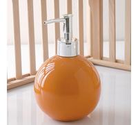 Distributeur de savon en céramique pour salle de bain, cuisine, douche, boule ronde décorative, moderne, minimaliste, rechargeable, pour savon liquide, shampooing, lotions, orange