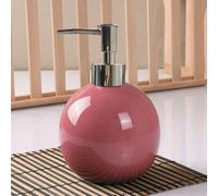 Distributeur de savon en céramique pour salle de bain, cuisine, douche, boule ronde décorative, moderne, minimaliste, rechargeable, pour savon liquide, shampooing, lotions, rose rouge