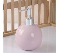 Distributeur de savon en céramique pour salle de bain, cuisine, douche, boule ronde décorative, moderne, minimaliste, rechargeable, pour savon liquide, shampooing, lotions - Rose