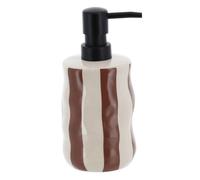 Distributeur de savon en grès rayé 350 ml mocha - Tendance