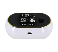 Distributeur de savon en mousse automatique sans contact 450 ml avec écran numérique affichant l'heure, la température, l'état de la batterie et rappel de recharge (blanc mousse)