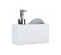 Distributeur de savon en résine avec pompe à main et porte-éponge intégré, récipient liquide 2 en 1 de 280 ml, design 2 en 1 pour l'organisation de l'évier de salle de bain ou de cuisine, garde les