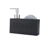 Distributeur de savon en résine avec porte-éponge intégré, 280 ml, bouteille à pompe manuelle 2 en 1 pour l'organisation de l'évier de salle de bain et de cuisine (noir)