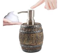 Distributeur de savon en résine - Bouteille liquide à pression - 400 ml - Avec design tonneau - Accessoire de salle de bain pour l'extérieur, bouteille de lotion pour les mains, rechargeable pour la
