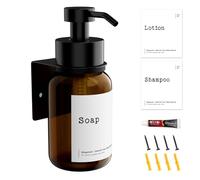 Distributeur de Savon en Verre - 250 ML - Fixation Murale - sans perçage - Montage Mural - Distributeur de shampoing pour Douche - Distributeur de Savon pour Les Mains, shampoing, Liquide Vaisselle