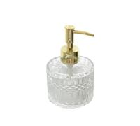 Distributeur de Savon en Verre Moderne de 200 ML, Flacon-Poussoir pour Gel Douche et Lotion, idéal pour la Salle de Bain et Le Plan de Travail de la Cuisine (doré)