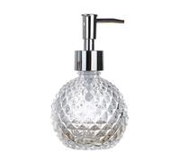 Distributeur de savon en verre transparent de 220 ml avec pompe argentée rechargeable, flacon à pompe ronde rechargeable, flacon pour shampooing, huile essentielle pour comptoir de cuisine, salle de