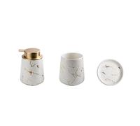 Distributeur de Savon Ensemble d'accessoires de Salle de Bain 3 pièces Comprenant: Un Distributeur de Savon, des gobelets for Bain de Bouche et Un Porte-Savon(Blanc)