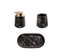 Distributeur de Savon Ensemble d'accessoires de Salle de Bain 3 pièces Comprenant: Un Distributeur de Savon, des gobelets for Bain de Bouche et Un Plateau(Noir)