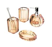 Distributeur de Savon Ensemble d'accessoires de Salle de Bain 4 pièces: Distributeur de Savon, gobelet for Bain de Bouche, Porte-Brosse à Dents et Porte-Savon(Gold)