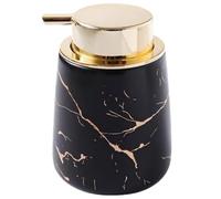 Distributeur de savon, Flacon rechargeable de 450 ml for lotion et shampoing, motif marbre, for plan travail salle bain, format court 9 x 14 cm, 1 pièce(Black)