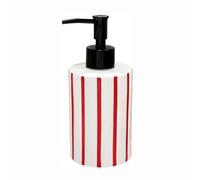 Distributeur de Savon for Salle de Bain et Cuisine, Style Ferme Moderne à Rayures, en Plastique, Distributeur de Savon for Les Mains, Distributeur de détergent Noir/Rouge 400 ML(Rot)