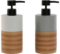 Distributeur de savon Home ESPRIT Blanc Gris naturel Résine polyéthylène 7,5 x 7,5 x 18,5 cm (2 pièces)