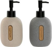 Distributeur de savon Home ESPRIT Noir Gris Crème ABS Dolomite (2 pièces)