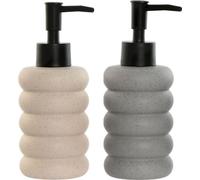 Distributeur de savon Home ESPRIT Noir Gris Crème ABS Dolomite 7 x 7 x 17,5 cm (2 pièces)