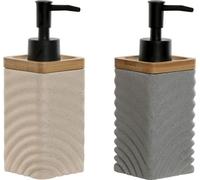 Distributeur de savon Home ESPRIT Noir Gris Crème Bambou Dolomite 320 ml (2 pièces)