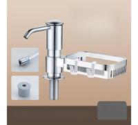 Distributeur de savon intégré pour évier de cuisine avec porte-éponge et tuyau d'extension de 99,1 cm, plastique ABS pour une installation facile, noir (argent)