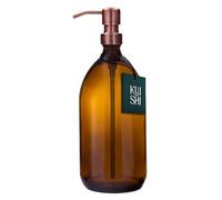 Distributeur de savon Kuishi en verre ambre foncé avec pompe en acier inoxydable, Verre, bronze, 1000ml