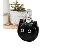 Distributeur De Savon Liquide - 480ml Anti-Goutte Étanche,Flacon Réutilisable Céramique Chat Noir pour Savon à Main Vide | pour Shampoing, Gel Douche, Crèmes Visage, Lotion Corps