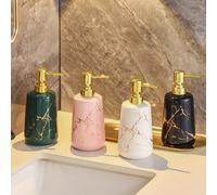 Distributeur de savon liquide à poussoir rechargeable texturé en marbre de 400 ml, en céramique pour nettoyant pour le visage, savon pour les mains, gel douche, shampooing, nettoyeur de restaurant - C