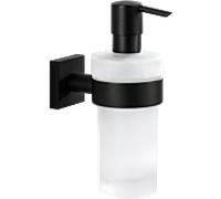 Distributeur de savon liquide Bravat Quaruna 753899, verre dépoli, noir mat, à coller ou à visser