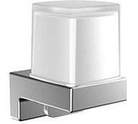 Distributeur de savon liquide Emco Cue 322100100 à coller et à visser, chromé , avec gobelet, verre cristal satiné, 155 ml