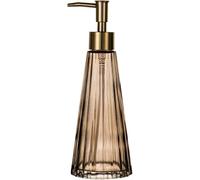 Distributeur De Savon Liquide en Verre Fumé Vintage 300 ML / 10 Oz Bouteille De Pompe De Lotion De Luxe Nordique avec Tête De Pompe en Or Galvanisé, Brown
