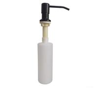Distributeur de savon liquide encastré de 300 ml pour évier de salle de bain et de cuisine, pompe à savon liquide en acier inoxydable avec couvercle facile à remplir, couleur or (noir)