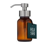 Distributeur de Savon Liquide moussant en Verre ambré Kuishi avec Pompe en Argent, Bouteille de Savon recyclé de 250 ML, récipient en Verre ambré Anti-UV, Pompe en Argent sans BPA
