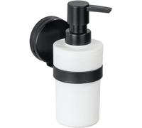 Distributeur de Savon Liquide pour Salle de Bain, en Plastique et métal, 9 x 6 x 16 cm, Noir et Blanc