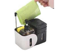 Distributeur de savon liquide, rechargeable, avec porte-éponge, distributeur de savon avec pression manuelle pour comptoir, plan de travail, ménage, salle de bain, nettoyage du visage, nettoyage de la