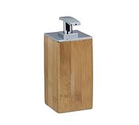 Distributeur de Savon, Lot de 2, Bambou, Pompe Manuelle, HxLxP : 17 x 7 x 7 cm, 225 ML capacité, Lotion Design, Nature