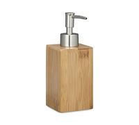 Distributeur de Savon, Lot de 2, Bambou, Pompe Manuelle, HxLxP : 18 x 6,5 x 8 cm, 240 ML capacité, Lotion Design, Nature