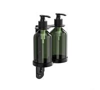 Distributeur de savon manuel mural en acier inoxydable de 300 ml pour salle de bain, cuisine, shampooing, gel douche, lotion, après-shampoing (2 bouteilles)