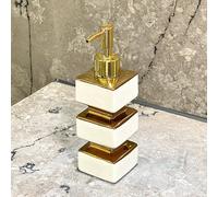 Distributeur de savon miroir céramique noir et blanc créatif et unique, bouteille avec pompe réutilisable pour salle de bain d'hôtel, shampoing, gel douche, bouteille de lotion style tour carrée, bout